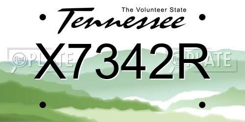 X7342R Tennessee License Plate