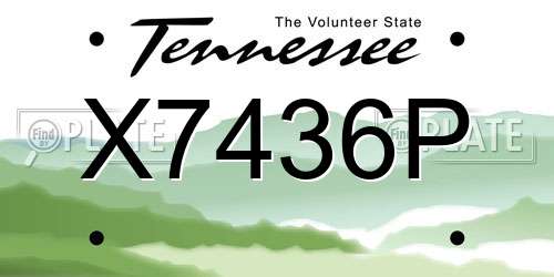 X7436P Tennessee License Plate