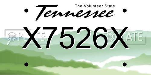 X7526X Tennessee License Plate