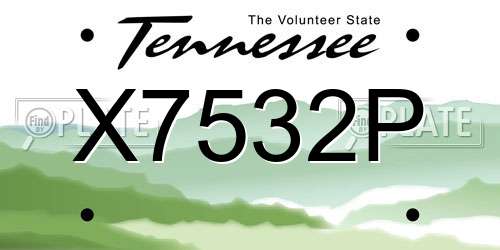 X7532P Tennessee License Plate