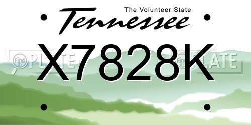 X7828K Tennessee License Plate