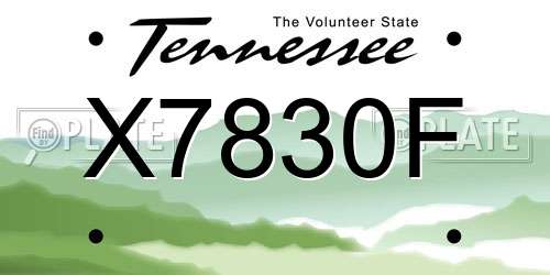 X7830F Tennessee License Plate
