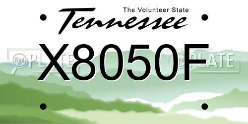 X8050F Tennessee License Plate