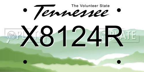 X8124R Tennessee License Plate
