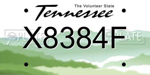 X8384F Tennessee License Plate