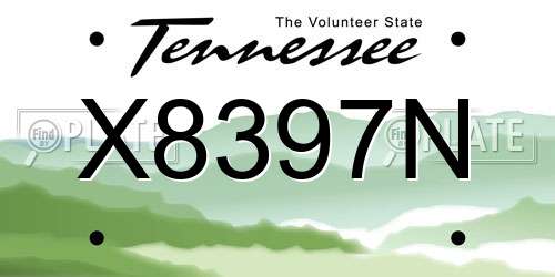 X8397N Tennessee License Plate