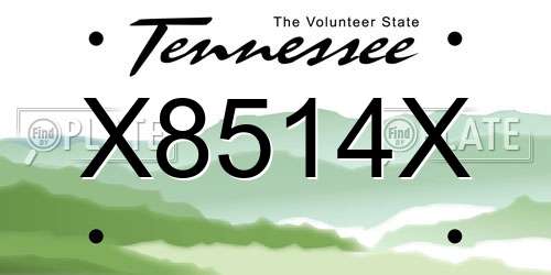 X8514X Tennessee License Plate