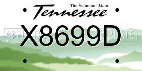 X8699D Tennessee License Plate