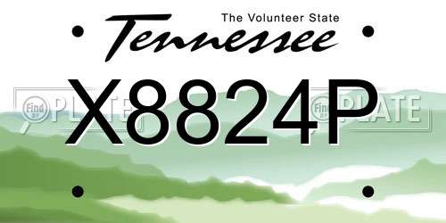 X8824P Tennessee License Plate