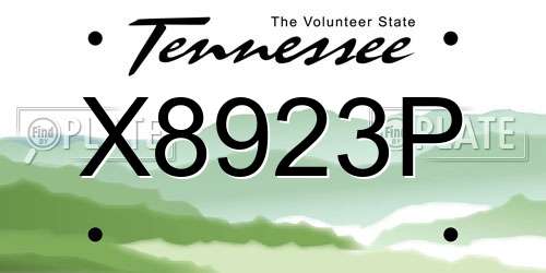 X8923P Tennessee License Plate