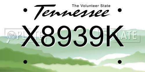 X8939K Tennessee License Plate