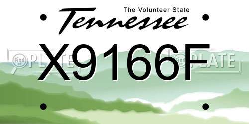 X9166F Tennessee License Plate