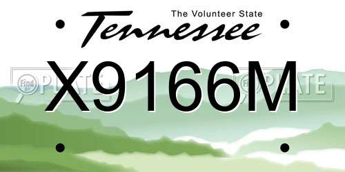 X9166M Tennessee License Plate