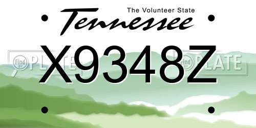 X9348Z Tennessee License Plate