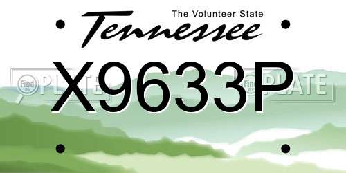 X9633P Tennessee License Plate