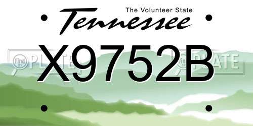 X9752B Tennessee License Plate