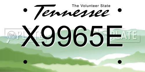 X9965E Tennessee License Plate