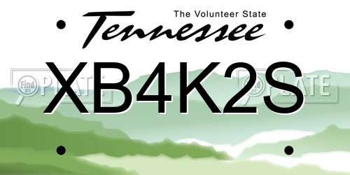 XB4K2S Tennessee License Plate