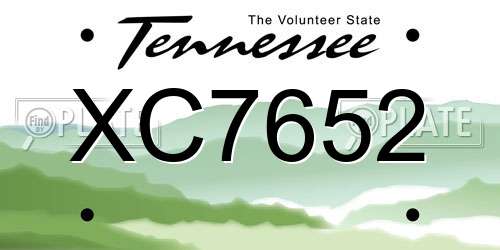 XC7652 Tennessee License Plate