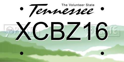 XCBZ16 Tennessee License Plate