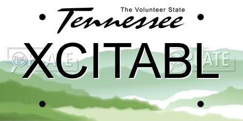 XCITABL Tennessee License Plate