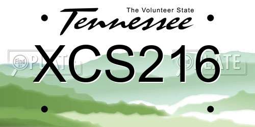 XCS216 Tennessee License Plate