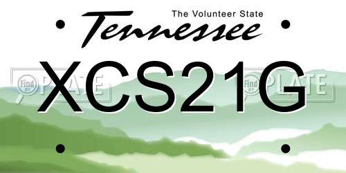 XCS21G Tennessee License Plate