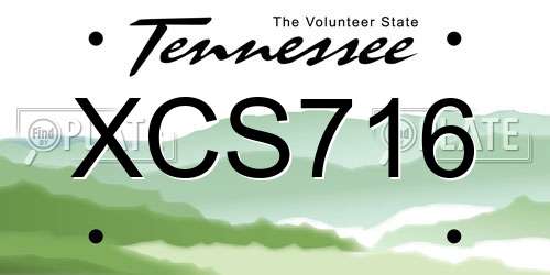 XCS716 Tennessee License Plate