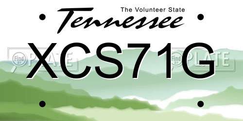 XCS71G Tennessee License Plate