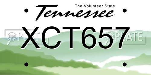 XCT657 Tennessee License Plate