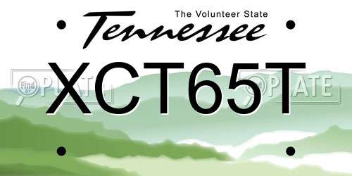 XCT65T Tennessee License Plate