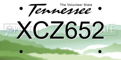 XCZ652 Tennessee License Plate