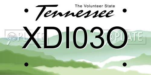 XDI03O Tennessee License Plate