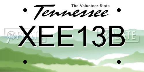 XEE13B Tennessee License Plate