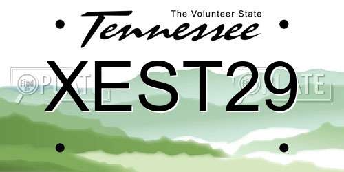 XEST29 Tennessee License Plate