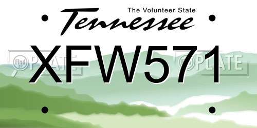 XFW571 Tennessee License Plate