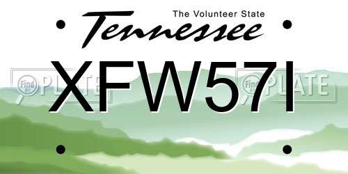 XFW57I Tennessee License Plate