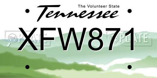 XFW871 Tennessee License Plate
