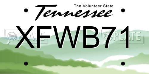 XFWB71 Tennessee License Plate