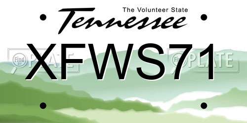 XFWS71 Tennessee License Plate