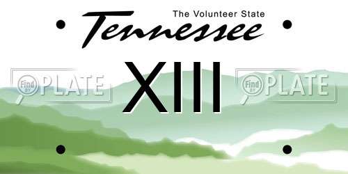 XIII Tennessee License Plate