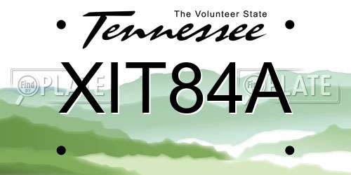 XIT84A Tennessee License Plate