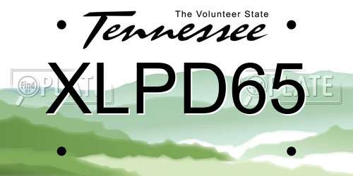 XLPD65 Tennessee License Plate