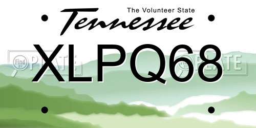 XLPQ68 Tennessee License Plate