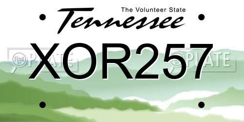 XOR257 Tennessee License Plate