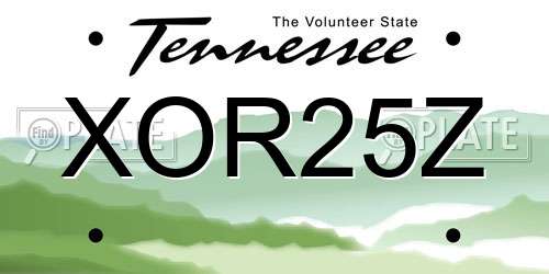 XOR25Z Tennessee License Plate