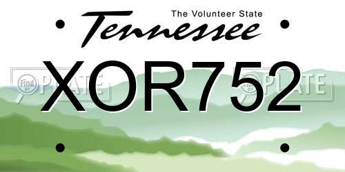 XOR752 Tennessee License Plate