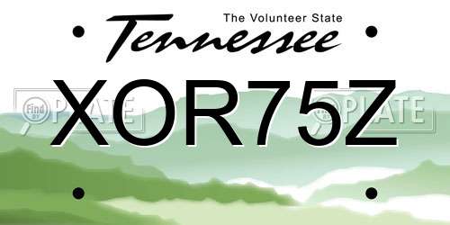 XOR75Z Tennessee License Plate