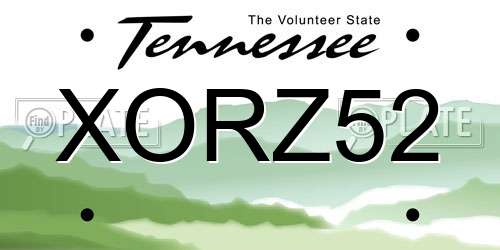 XORZ52 Tennessee License Plate