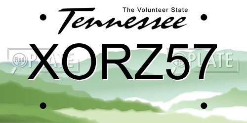 XORZ57 Tennessee License Plate